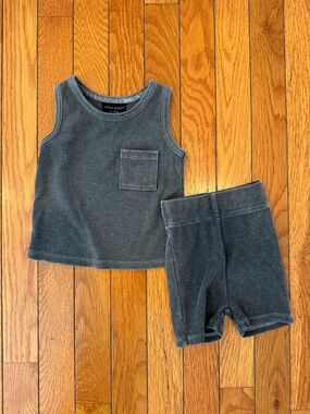 Little Bipsy Gray Ribbed Tank and Shorts Set
